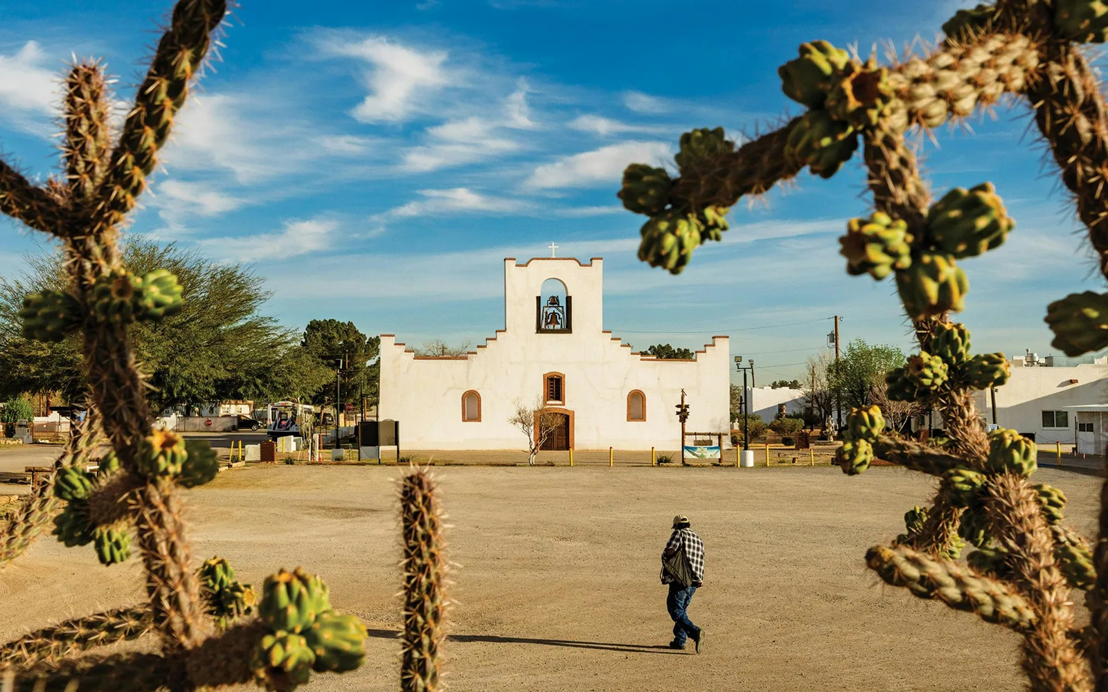 La Lomita Chapel and the open plaza in Mission, Texas
